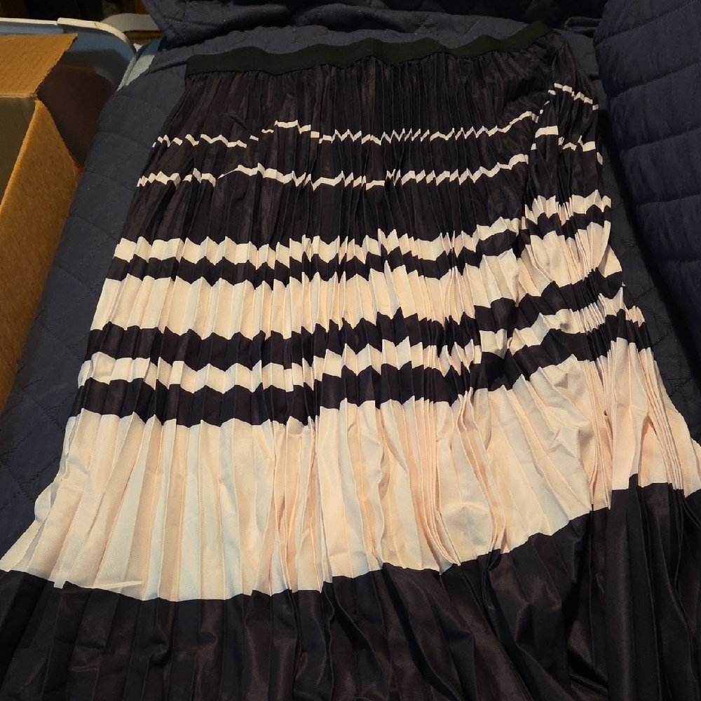 Elegant Black and Cream Pleated Skirt